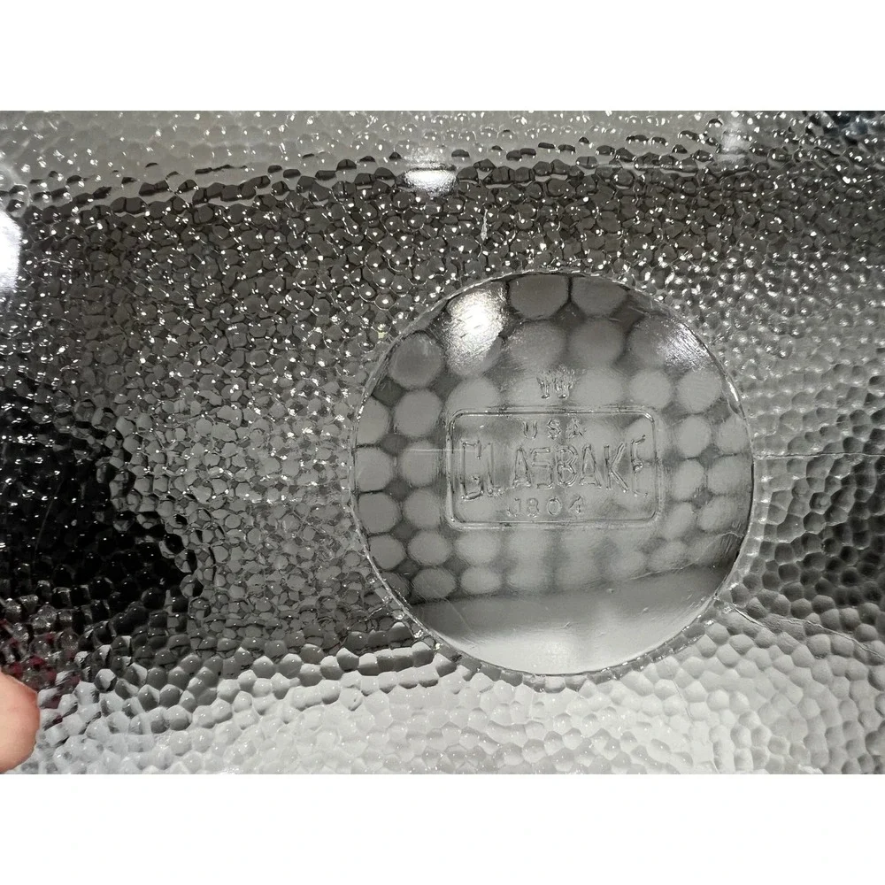 Vintage Glasbake J-804 Clear Glass Rectangular Baking Dish Textured Bottom USA